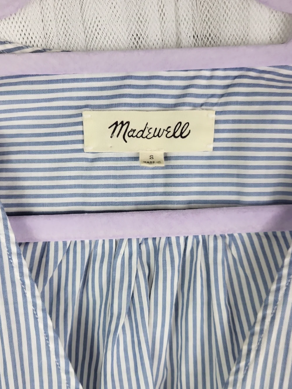Madewell 100% cotton Navy and White Striped Wrap Blouse with Tie Waist. Size S